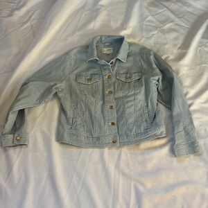Striped Denim Jacket with Gold Buttons